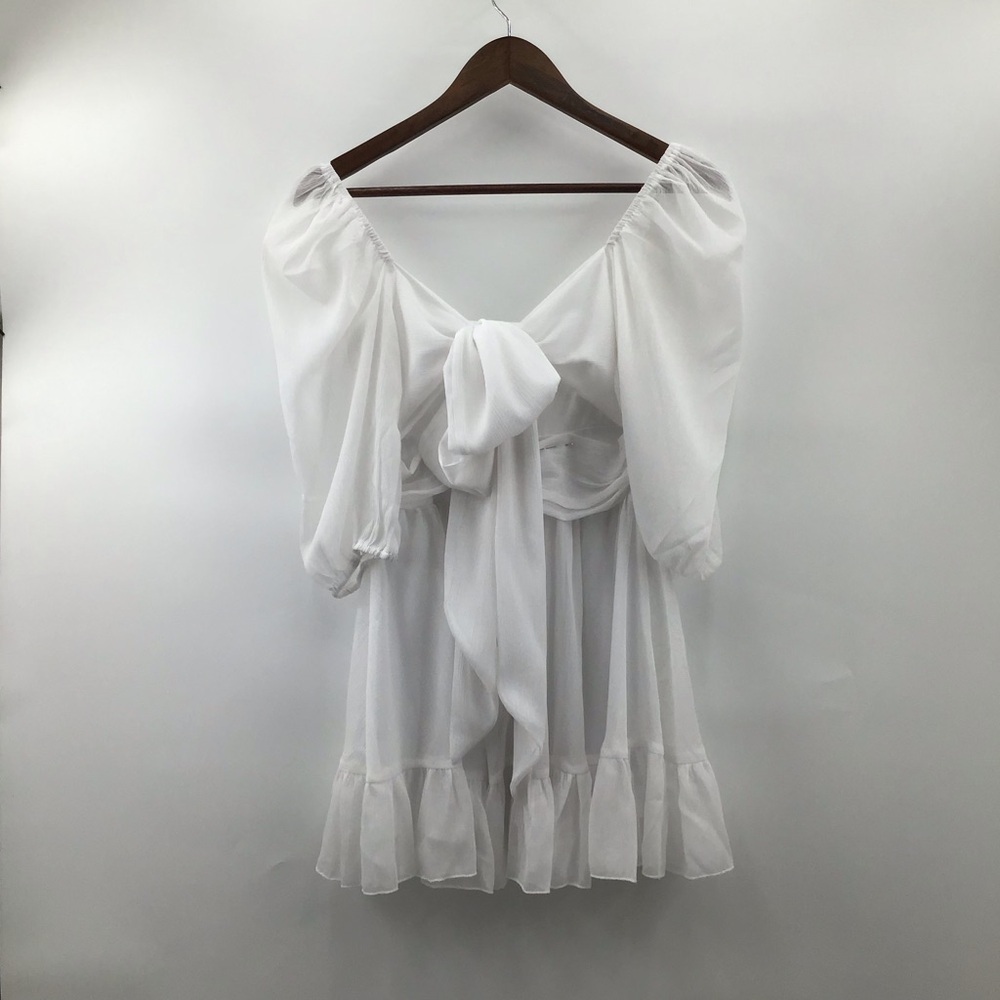 Lucy in the Sky Neia Ruffle White Chiffon Dress - Picture 4 of 9